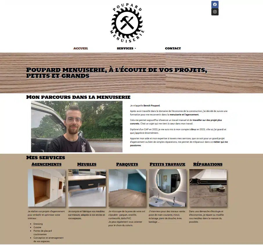 Site internet de Poupard Menuiserie réalisé par Benoît Merlin